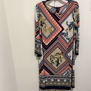 Enfocus Women Multicolor Floral & Geometric Print Shift Dress. Size 16 W.